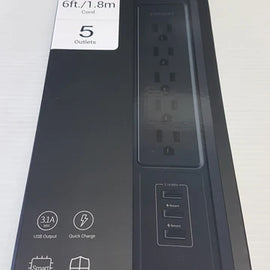 PISEN SURGE PORTECTOR POWER BAR WITH 5 OUTLETS, 3 USB PORTS