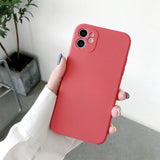 Cube straight side liquid silicone Case  for iPhone 12 series