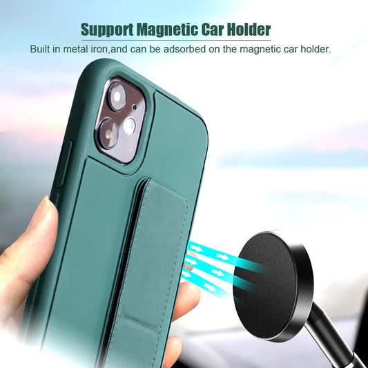 iPhone14 Plus Silicon case - Magnetic Wrist Strap Holder Vertical & Horizontal Kick Stand