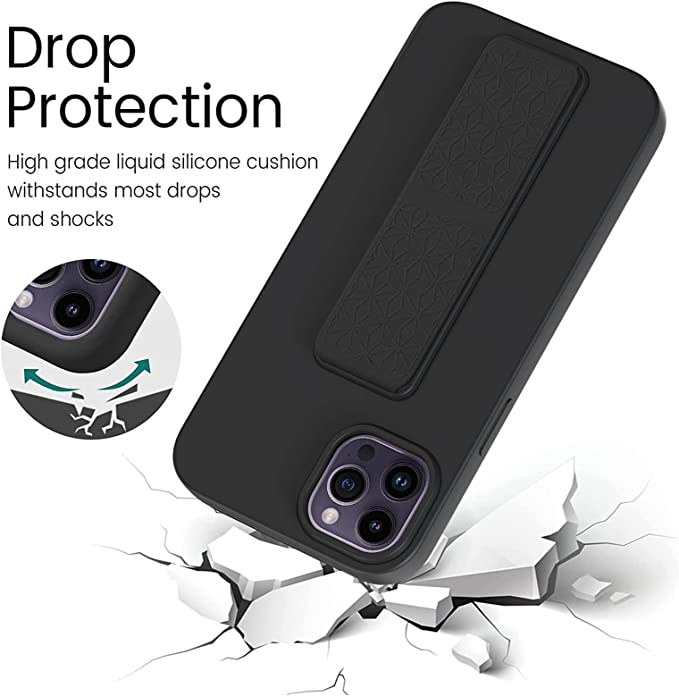 iPhone14 PRO MAX Silicon case - Magnetic Wrist Strap Holder Vertical & Horizontal Kick Stand